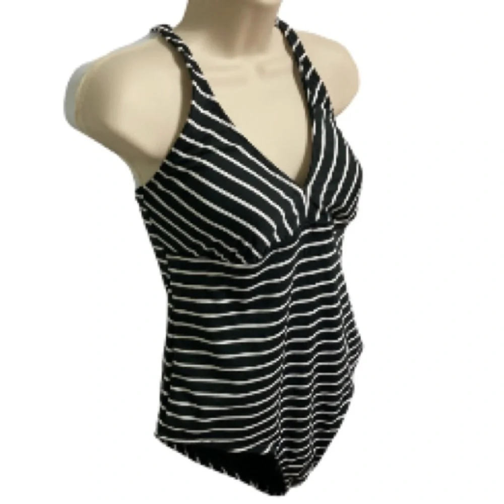 CATALINA Black White Stripe One Piece Swimsuit Womens Medium 8 10